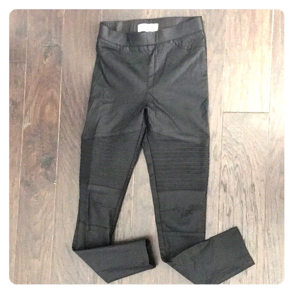 NEW Wo Tags Oober Swank Coated Moto Leggings